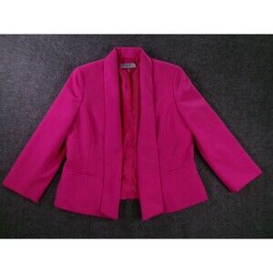 Kasper Blazer Womens 6 Open Front Shawl Collar Tailored Lined Hot Pink Preppy